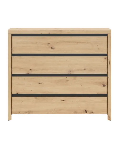 Комод Larios 105 см з 4 шухлядами дуб артізан/чорний