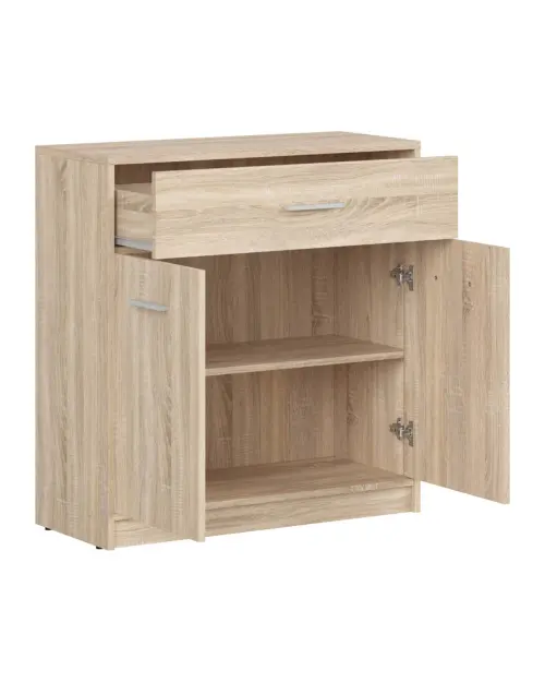Cómoda Nepo Plus 80 cm con 2 puertas y un cajón roble sonoma