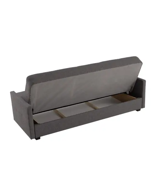 Maro three-seater sofa bed with storage, dark grey woven fabric
