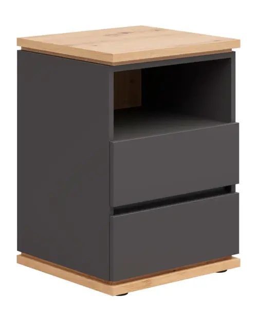 Mesita de noche Yamael 45 cm con cajones grafito