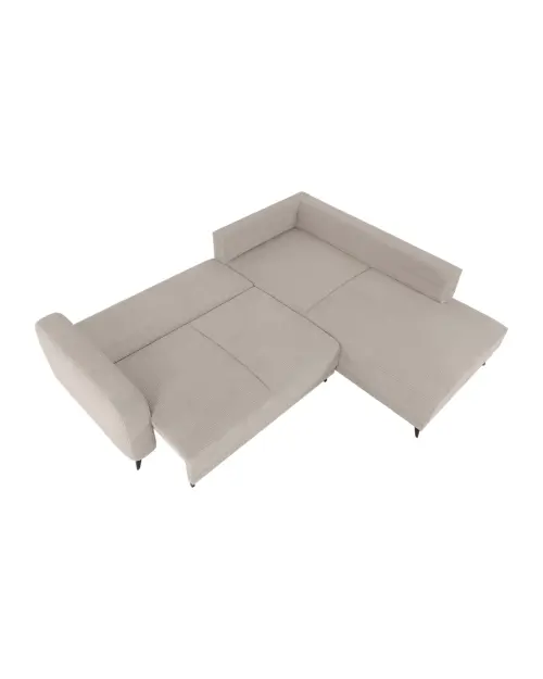 Universal corner sofa bed Martinez with storage corduroy ecru