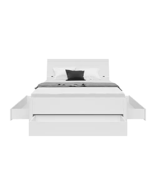 Cama Saturn 140x200 con 3 cajones blanca