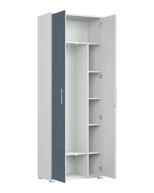 Шкаф двухдверный Office Lux 79 см светло-серый/графит стекло