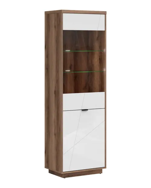 Vitrina Forn 64 cm con 2 puertas roble delano oscuro/blanco brillo