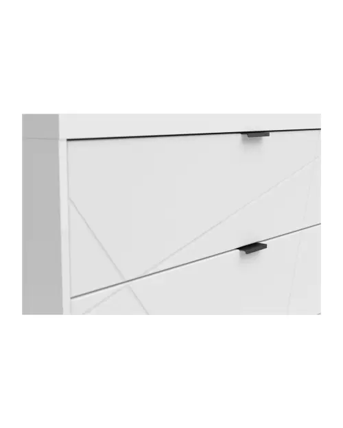 Mueble RTV Forn 156 cm con 2 cajones y estante blanco brillo