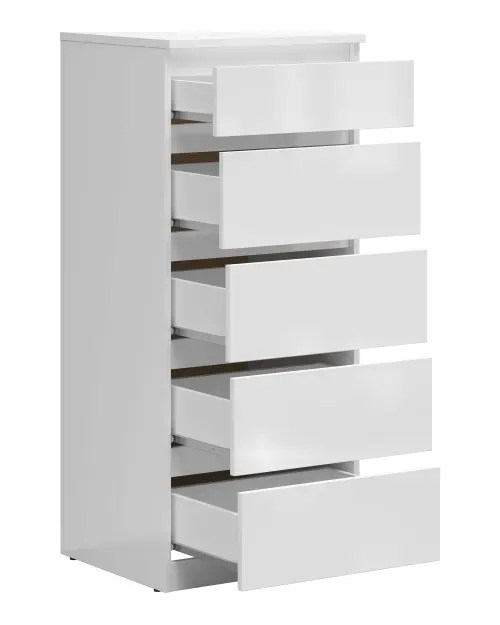 Cómoda Tetrix 50 cm con 5 cajones blanco brillo