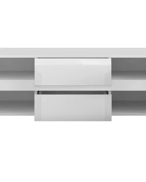 Mueble RTV Azteca Trio 150 cm con 2 puertas y 2 cajones blanco brillo