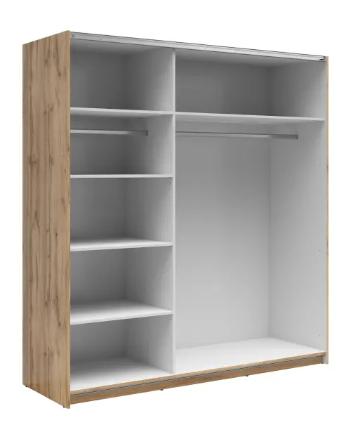Armario de puertas correderas Tetrix 183 cm con espejo roble wotan