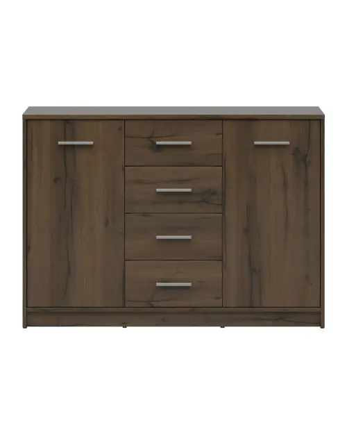 Cómoda Nepo Plus 119 cm con 2 puertas y 4 cajones roble noble
