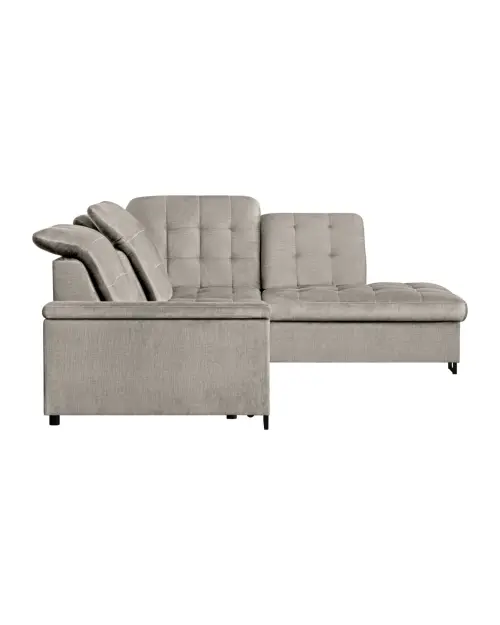 Right-hand corner sofa bed Aragon with adjustable headrest and seat beige