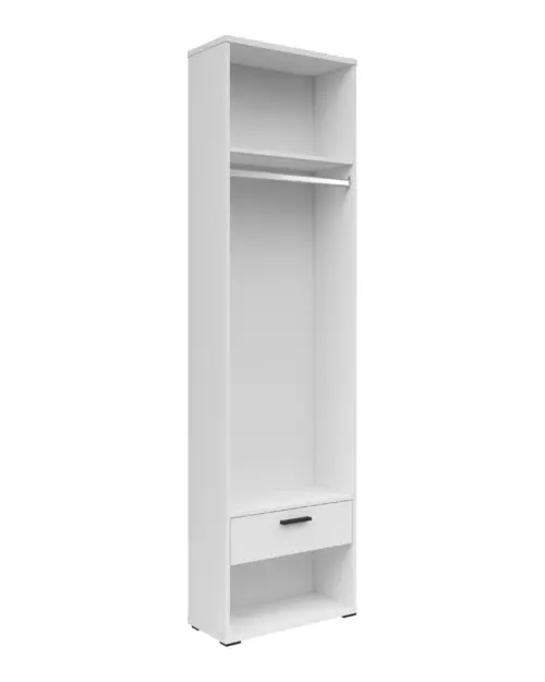 Estantería Homeland 60 cm con cajón, estante y barra blanca