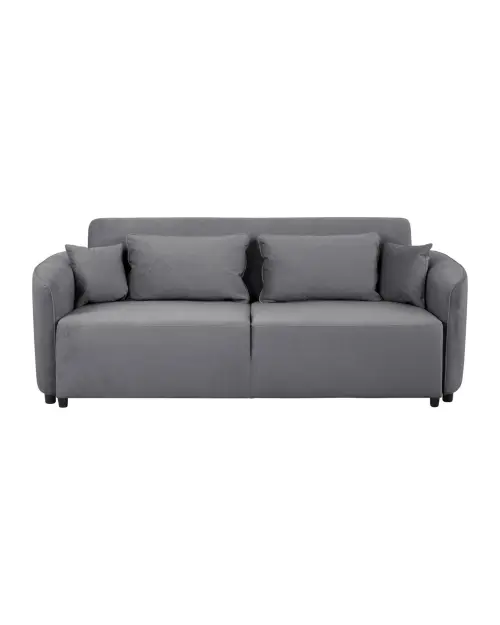 Sofá cama de tres plazas Akaro plegable con contenedor, terciopelo gris