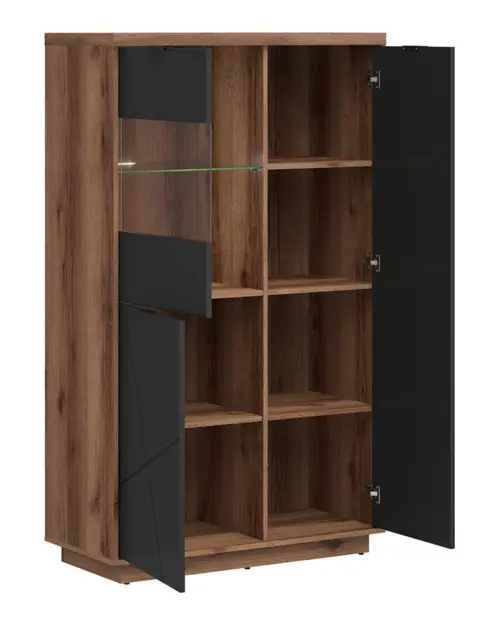 Vitrina Forn 94 cm con 3 puertas roble delano oscuro/negro mate