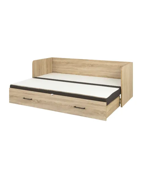 Cama extensible Tetrix roble sonoma 80-160x200 con contenedor colchón y cojines marrón
