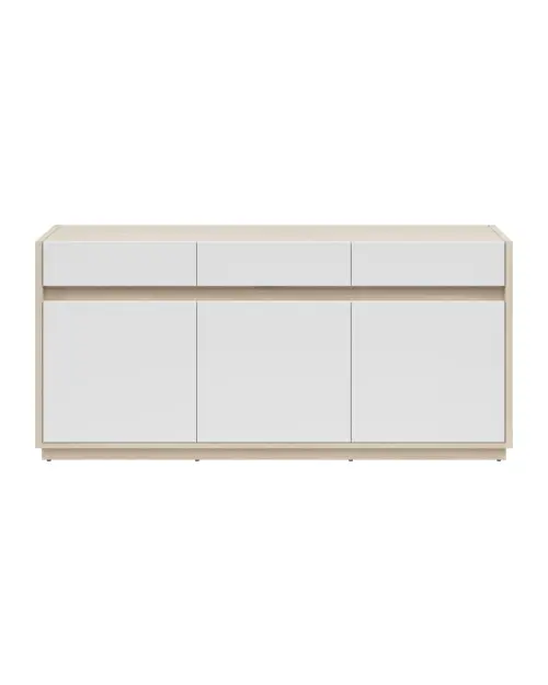 Cómoda Kim con 3 puertas y 3 cajones roble riva claro/blanco