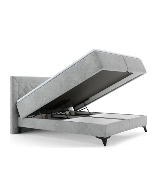 Континентальная кровать Zalea 160x200 с ящиком для белья серая