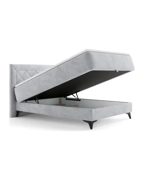 Cama continental Zalea 120x200 con contenedor gris