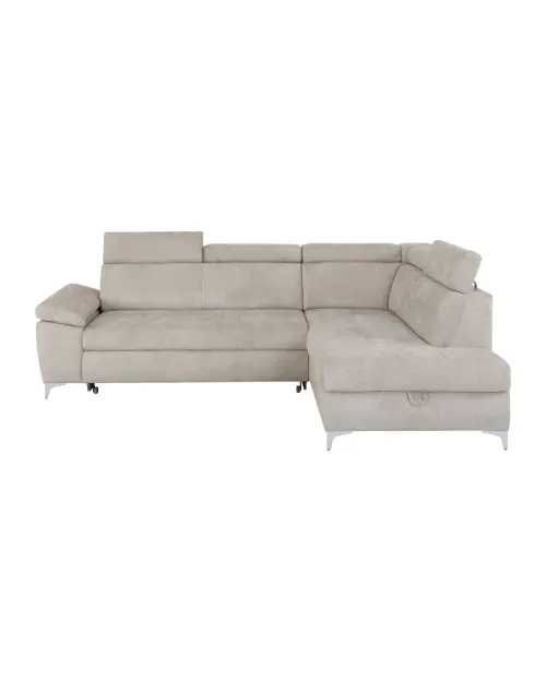 Right-hand corner sofa bed Raul with storage beige