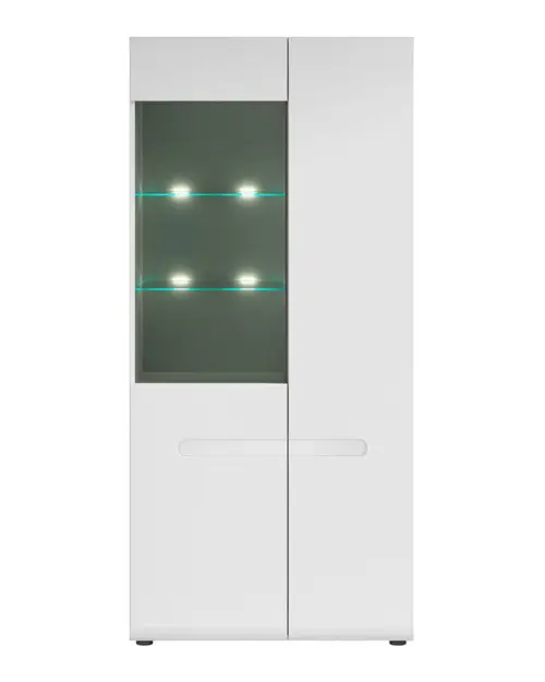 Vitrina Azteca Trio 90 cm con 2 puertas blanco brillo