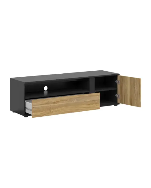 Mueble RTV Luen 155 cm con puertas y cajón roble tegola/roble mauvella