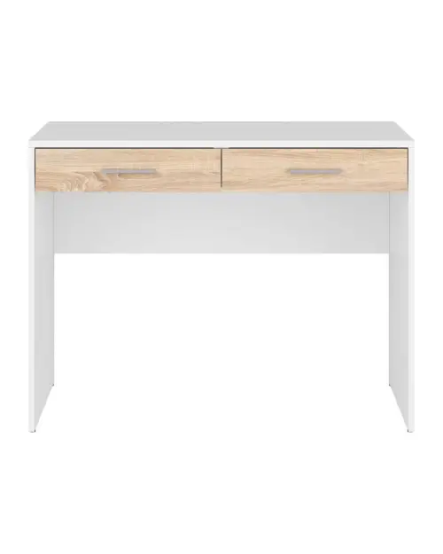 Escritorio Nepo Plus 100 cm con 2 cajones blanco/roble sonoma