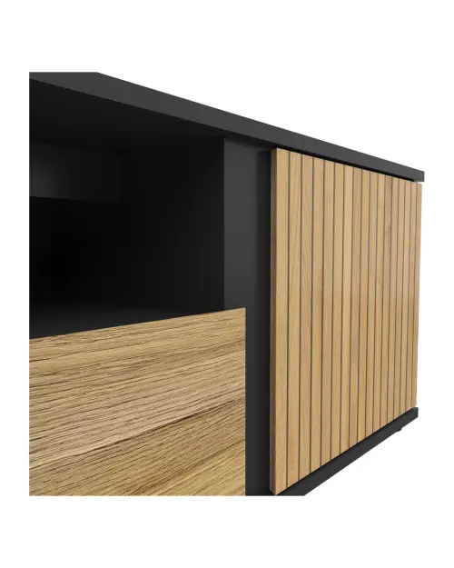Mueble RTV Luen 155 cm con puertas y cajón roble tegola/roble mauvella