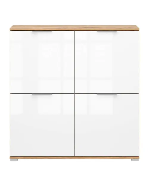 Armario Zele 104 cm de cuatro puertas roble wotan/blanco brillo