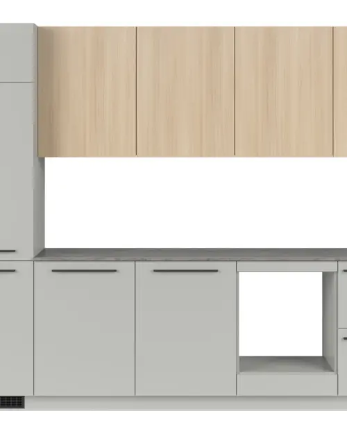 Conjunto de cocina Milino Medium A 285 cm gris/roble con encimera