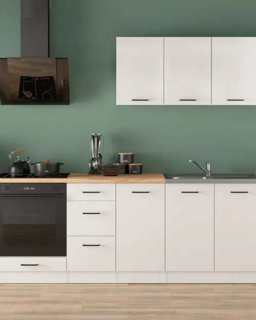 Conjunto de cocina Junona Line 300 cm brillo tiza