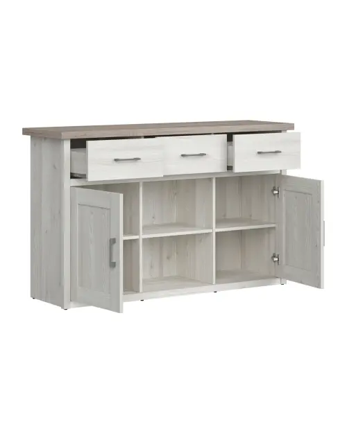 Cómoda Luca Juzi 148 cm con 2 puertas 3 cajones y estante alerce sibiu claro