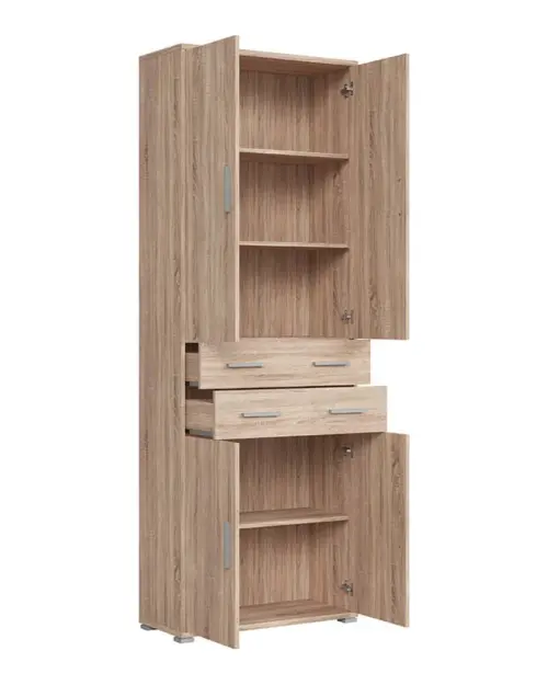 Estantería cerrada Brw Office 79 cm con 4 puertas y 2 cajones roble sonoma