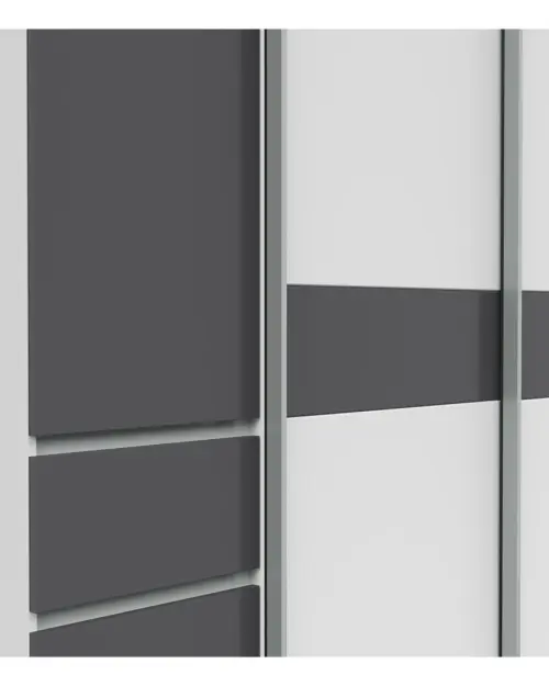 Armario de puertas correderas Fabio 215 cm con cajones blanco/grafito