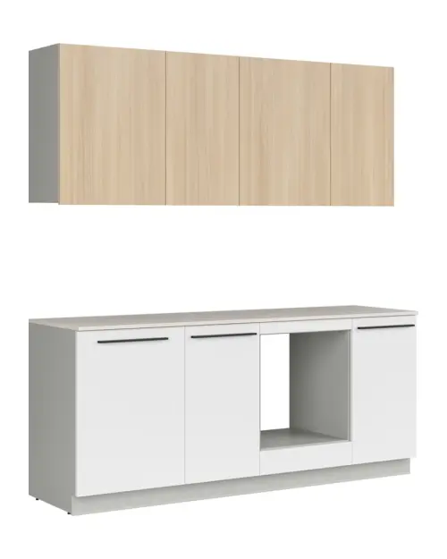 Juego de cocina Milino Small 210 cm blanco/roble con encimera