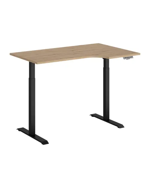 Escritorio de esquina con regulación eléctrica Space Office 140 cm derecho roble artisan