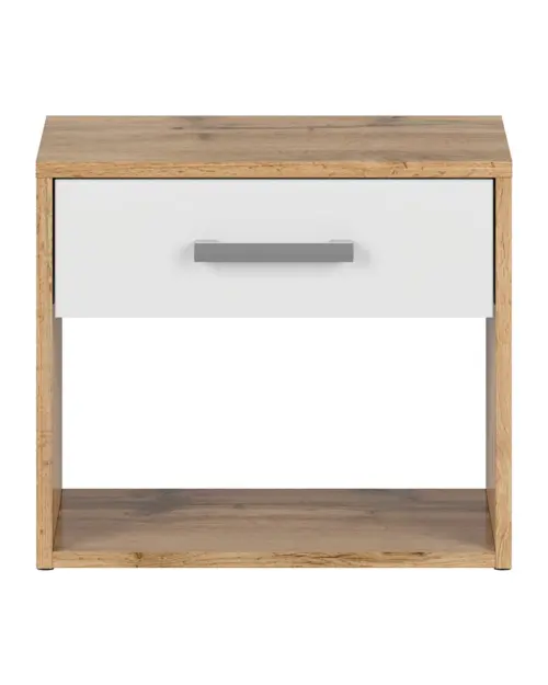 Mesita de noche Matos 45 cm con cajón roble wotan/blanco