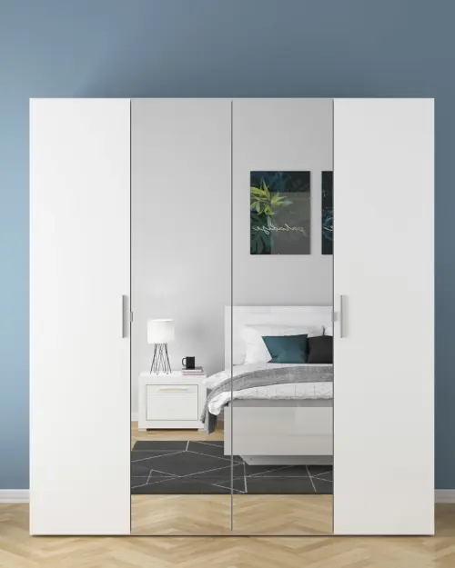 Armario modular Flex 200 cm con puertas y espejo blanco brillo