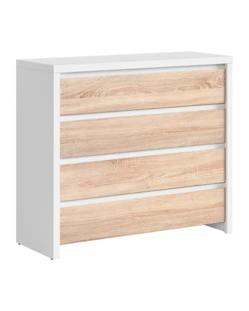Cómoda Kaspian con 4 cajones roble sonoma/blanco