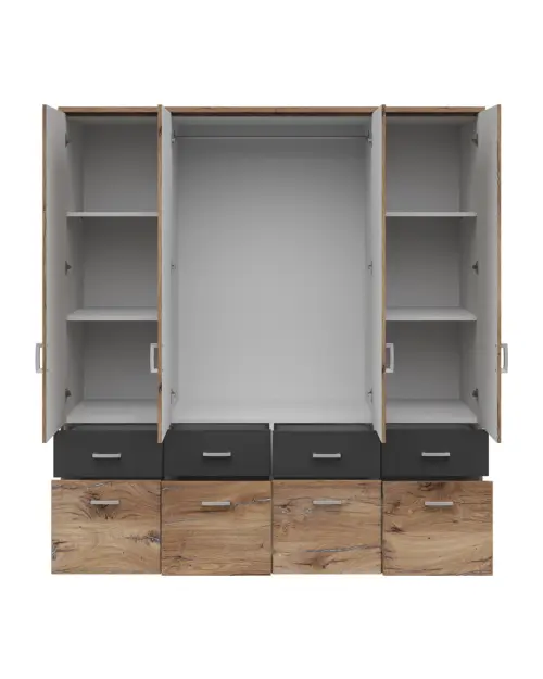 Шкаф четырехдверный Brando-4 181 см с ящиками дуб флагстафф темный