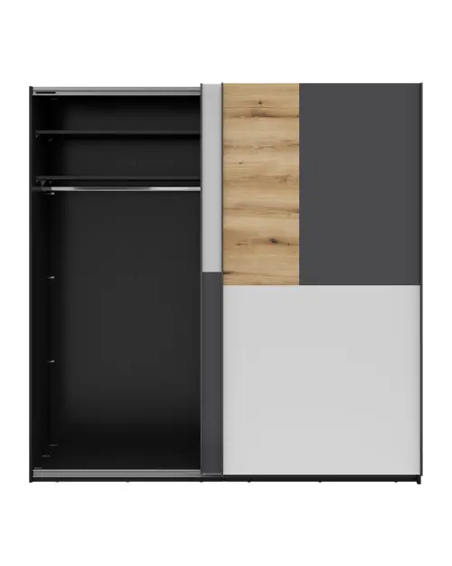 Шкаф-купе MIX 215 см черный/светло-серый/антрацит/дуб эвок
