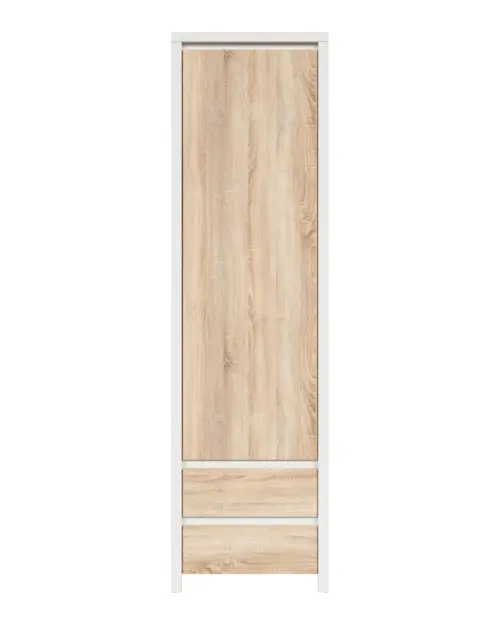 Estantería Kaspian 56 cm con puertas y 2 cajones blanco/roble sonoma
