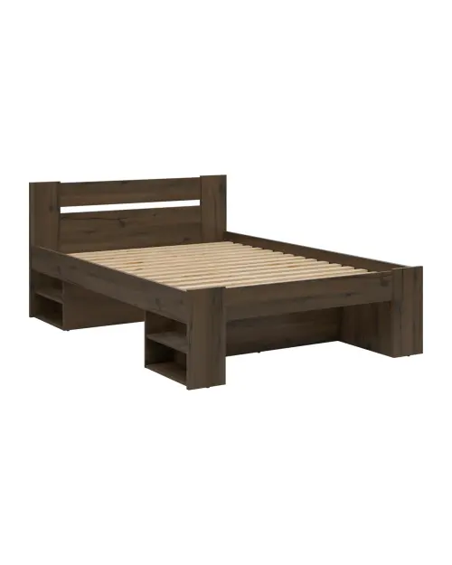 Conjunto de cama Nepo Plus roble noble con somier y colchón Ceres 140x200