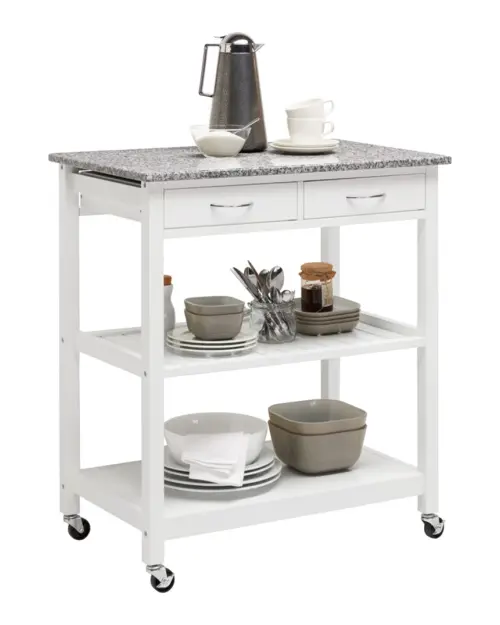 Estantería Babette 78 cm móvil con 2 cajones blanco/granito