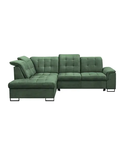 Left-hand corner sofa Aragon pull-out with adjustable headrest and seat green