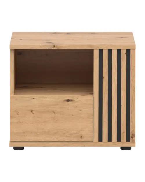 Mesita de noche Vabres 55 cm derecha con cajón roble artisan listones
