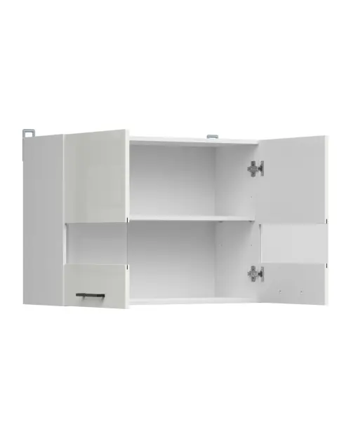 Armario de cocina superior Junona Line 80 cm de dos puertas con vitrina brillo tiza