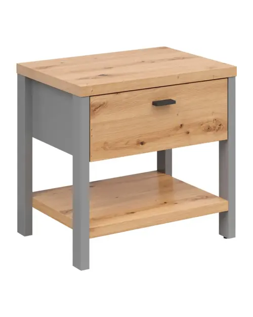 Mesita de noche Hygge 50 cm con cajón gris/roble artisan
