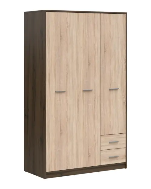 Armario de tres puertas Nepo Plus 118 cm con cajones roble noble/roble sonoma