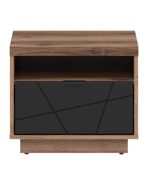 Mesita de noche Forn 50 cm con cajón roble delano oscuro/negro mate