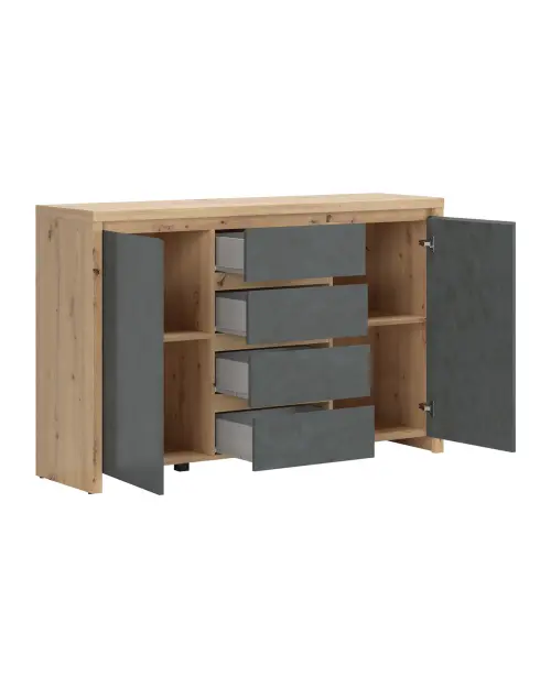 Cómoda Larios 143 cm con 2 puertas y 4 cajones roble artisan/matera