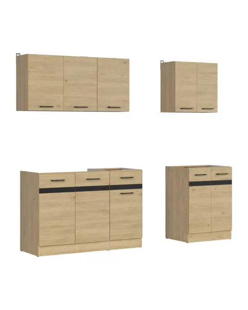 Conjunto de cocina Junona Line A 180 cm roble bernstein sin encimera